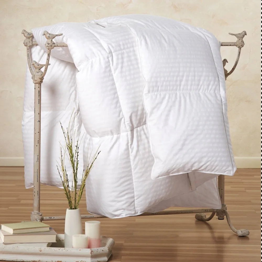 Cuddledown Luxurious White Damask Stripe 100% Down Comforter